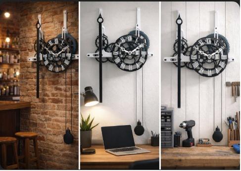 3D Mechanical Wall Clock (Modern Gear Design)